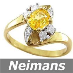 Certified 1.25 ct Yellow Sapphire & Diamond Ring 14kt