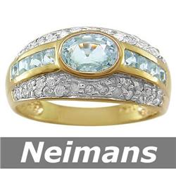 Antique 1.75 ct Aquamarine & Diamond Ring 14k Gold USGL