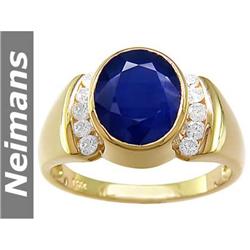 3.50 ct Certified Sapphire & Diamond Ring 14kt