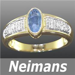 Gem Certified 1.50 ct Green Sapphire & Diamond Ring 14k