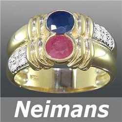 Finest 1.50 ct Certified Sapphire & VS Diamond Ring 14K