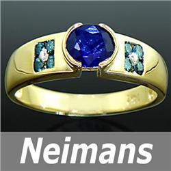 Vintage 4.50 ct Certified Peridot & Sapphire Ring 14kt