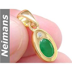 Certified .75 ct Emerald & Diamond Pendant 14kt