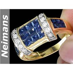 USGL Certified 2.75 ct Blue Sapphire & Diamond Ring 14k