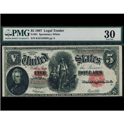 1907 $5 Legal Tender Note PMG 30