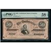 Image 1 : 1864 $50 T-66 Confederate PMG 58EPQ