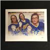 Image 1 : SLAP SHOTS HANSON BROTHERS TRIPLE SIGNED 8X10 PRINT (JSA COA)