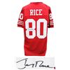 Image 1 : JERRY RICE SIGNED RED THROWBACK CUSTOM FOOTBALL JERSEY
