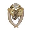 Image 1 : APPLEBY'S: 18K Gold Woolly Mammoth Ivory and Diamond "Tusker" Pendant