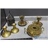 Image 1 : (5) Brass Items & Candle Holder