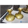 Image 2 : (5) Brass Items & Candle Holder