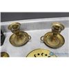 Image 5 : (5) Brass Items & Candle Holder