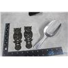 Image 8 : Fillet Knife w/Spoons, Cast Iron Owls, & Assorted Souvenirs