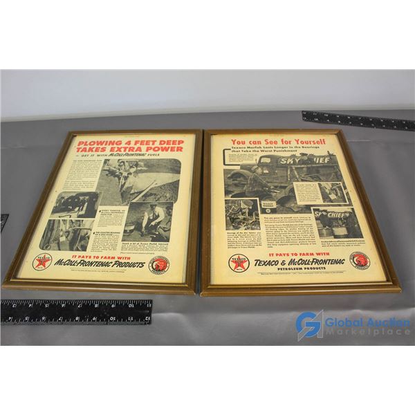 (2) Texaco Red Indian Framed Advertisment