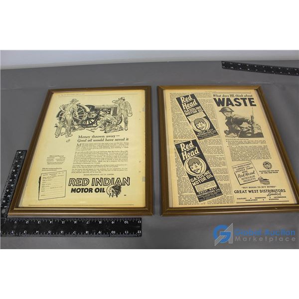 (2) Red Indian Framed Advertisments