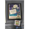 Image 8 : (3) White Rose Framed Advertisements & Sticker