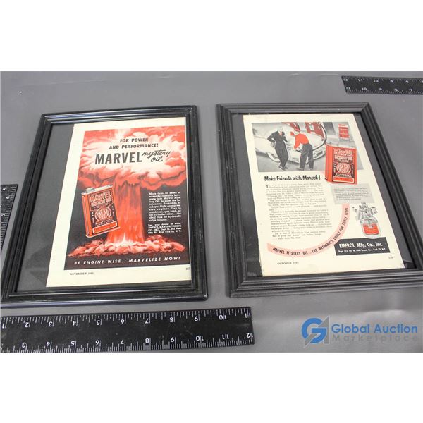 (2) Marvel Mystery Oil Framed Advertisements