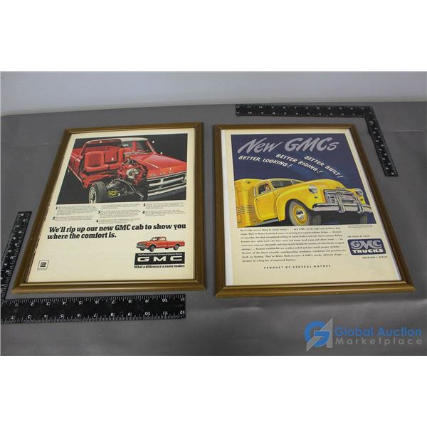 (2) GMC Trucks Framed Advertisements