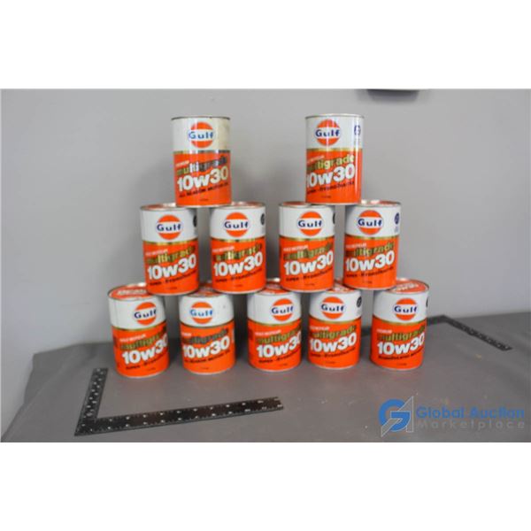 (11) Gulf Motor Oil Cans