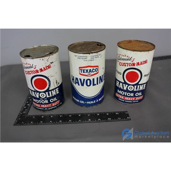 (3) Havoline Motor Oil Cans