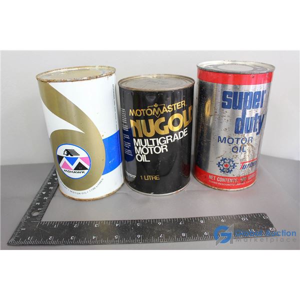 (3) Motor Oil Cans