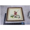 Image 2 : Nippon Hand Painted Decorative Plate & Framed Cross Stitch Artwork