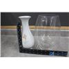 Image 2 : (1) Glass Decorative Vase; (1) Ceramic Vase