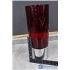 Image 3 : Large Red Glass w/Metal Base Decorative Vase