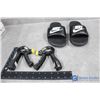 Image 1 : (2) Everlast Adjustable Grip Strengthener w/ Counter; Nike Slip-On Sandals (Size 10)
