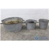 Image 1 : **29" Galvanized Round Tub; 12.5" Galvanized Tub & Galvanized Pail w/Handle