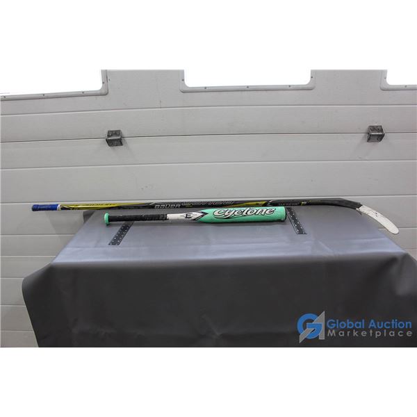 Bauer Senior Left Handed Hockey Stick & Easton 29" Aluminum Bat