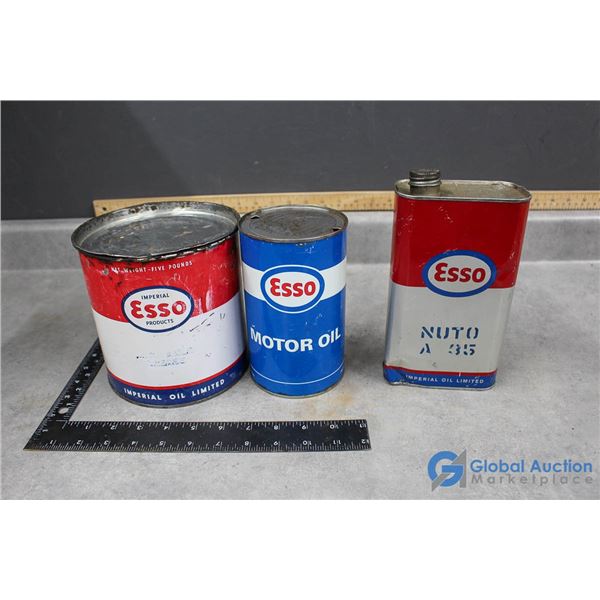 Esso Oil Quart, Esso Nuto Quart, & Esso 5lbs Axle Grease (Some grease)