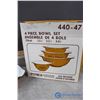 Image 7 : In Original Box "Old Orcard" Pyrex Ware 4pc Bowl Set