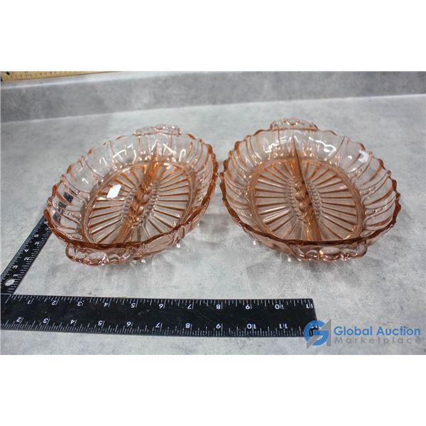 (2) Light Pink Glass Dishes