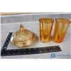 Image 1 : Iridescent Peach Glass Dishes