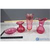 Image 1 : Pink Glass Vases, Pitcher & Dish Plate