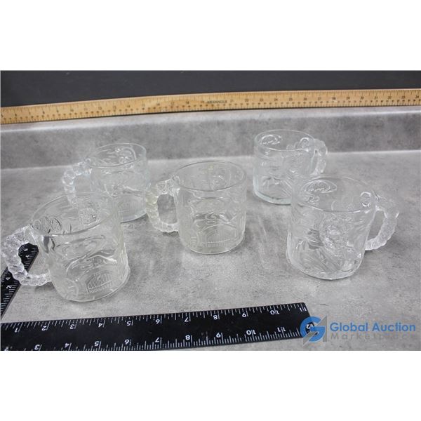 (5) McDonalds Batman Forever "Two Face" Glass Mugs