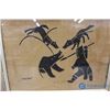 Image 2 : Inuit Jute-Sack Painting - Signed Kalvak