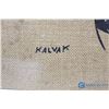 Image 3 : Inuit Jute-Sack Painting - Signed Kalvak