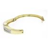 Image 6 : Estate 14K Solid Two Tone Gold Hinged Open Bangle Bracelet with Pave Diamonds