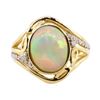 Image 1 : 3.12 ctw Opal and Diamond Ring - 14KT Yellow Gold