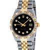 Image 2 : Rolex Mens 2 Tone Black Pyramid Diamond 36MM Oyster Perpetual Datejust Wristwatc