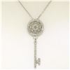 Image 3 : 14K White Gold .45 ctw Round Brilliant Diamond Wheel Key Pendant & 16" Chain
