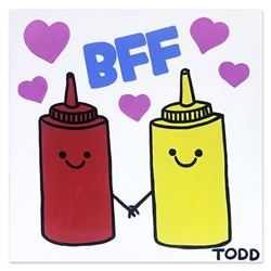 Todd Goldman, "BFF" Hand Signed Original Painting on Canvas with Letter of Authe