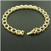 Image 2 : 14k Solid Yellow Gold Round Brilliant Diamond Circle Open Link 7 Inch Bracelet