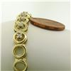 Image 8 : 14k Solid Yellow Gold Round Brilliant Diamond Circle Open Link 7 Inch Bracelet