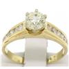 Image 1 : 14k Solid Yellow Gold Round Diamond Solitaire Engagement Ring w/ 12 Graduated Ac