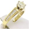 Image 2 : 14k Solid Yellow Gold Round Diamond Solitaire Engagement Ring w/ 12 Graduated Ac