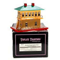 MTH 10-4053 Tinplate Traditions Standard Gauge Switch Tower, Green/Cream/Maroon