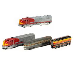 Marx 1095P Santa Fe, 1095D Santa Fe, Tin B Unit Kansas City Southern, NYC Observation Meteor